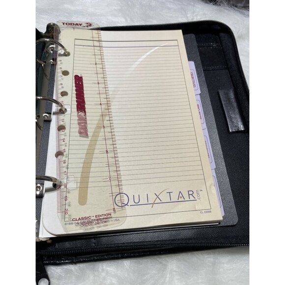 Black Leather Zippered Binder Planner With Card Slots & Ring Binder For Office O - Picture 4 of 9